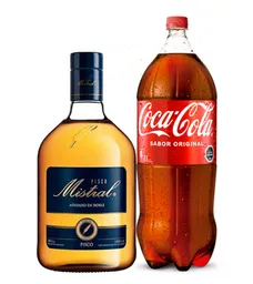 Pisco Mistral 1 Lt + Coca Cola Original 3lt