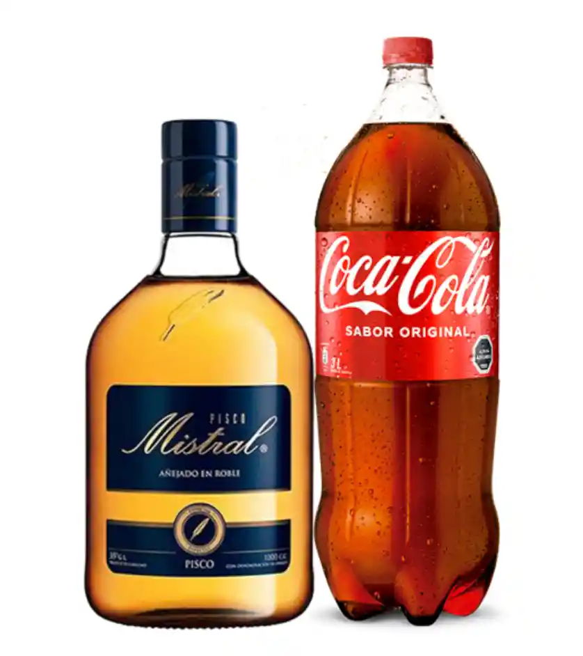 Pisco Mistral 1 Lt + Coca Cola Original 3lt