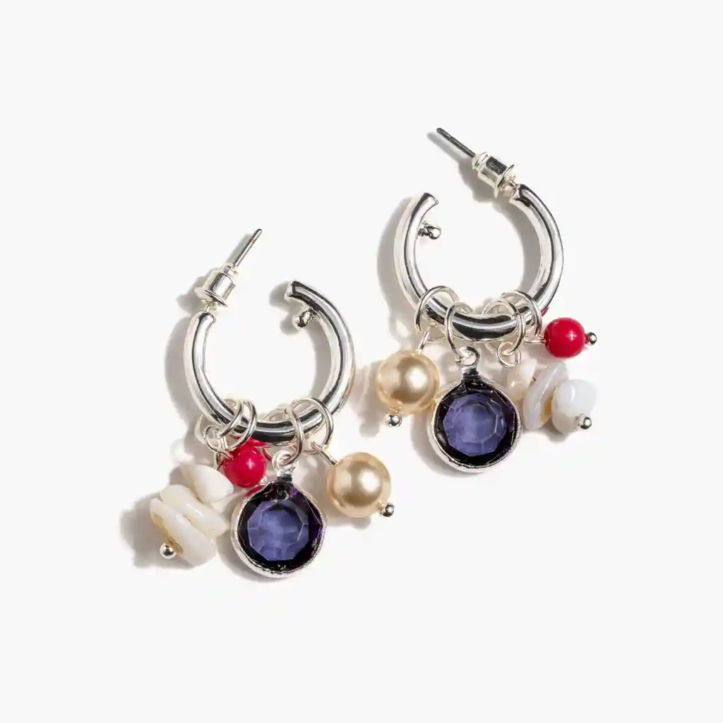 Aros Argollas Colgantes Plateado