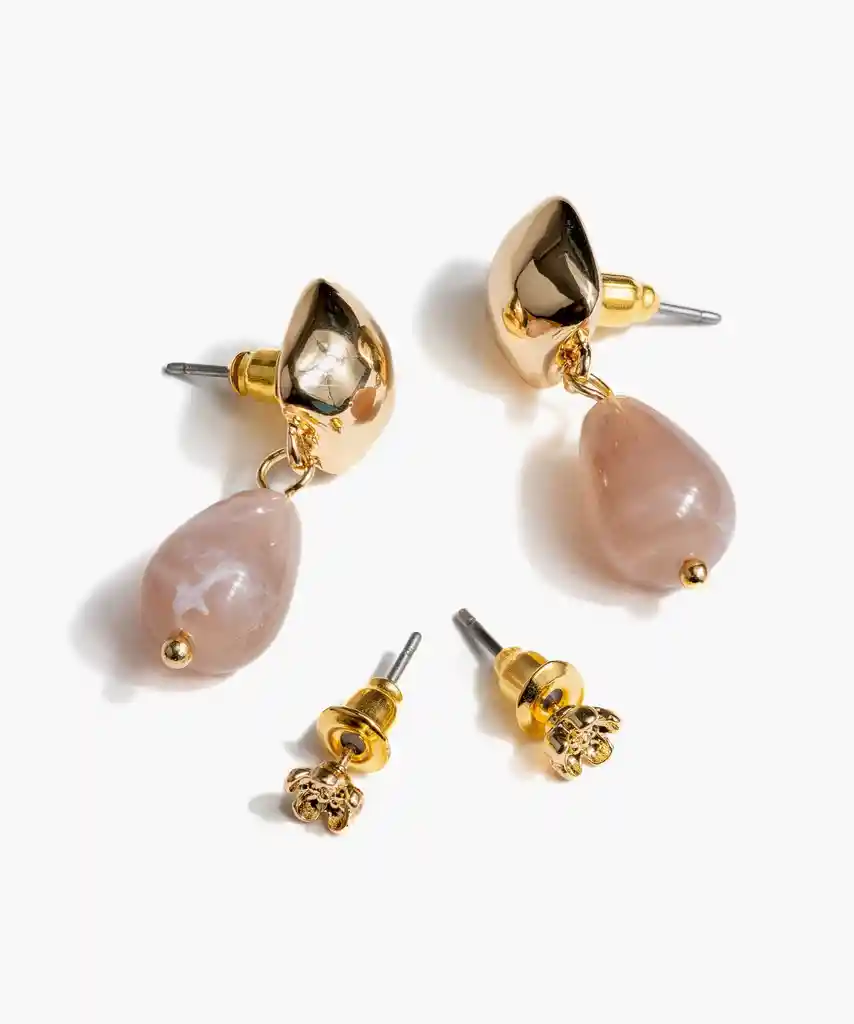 Set Aros Piedras Dorado