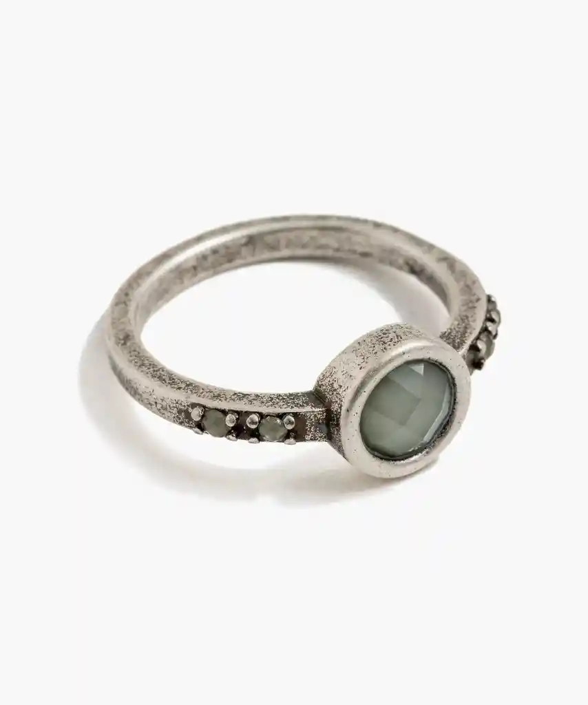 Anillo Boho Piedra L Plateado