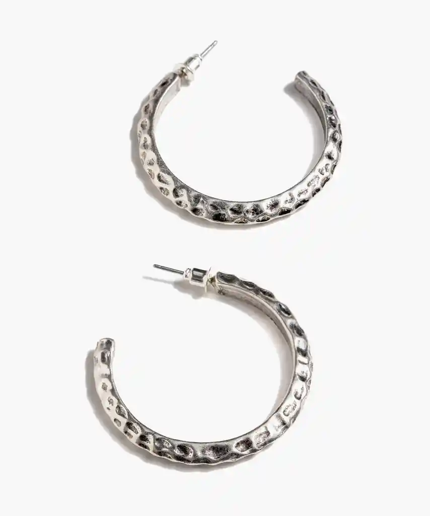 Aros Boho Argollas Textura Plateado