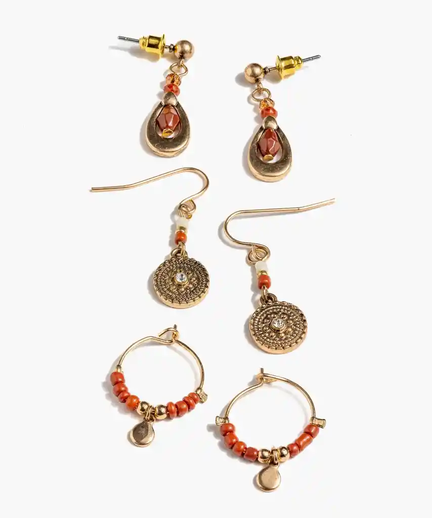 Set Aros Boho Mostacillas Terracota