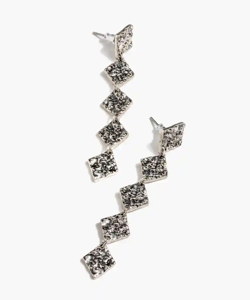 Aros Boho Largos Textura Plateado