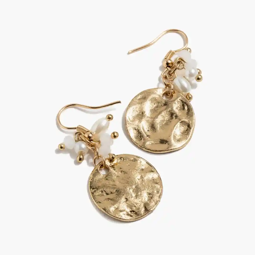 Aros Perlas Moneda Dorado