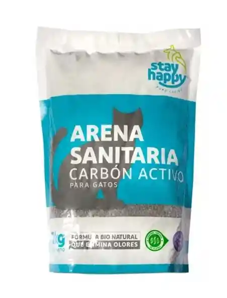 Arena Ultra Aglutinante Para Gatos Stay Happy 4kg Carbón Activo