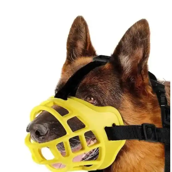 Bozal Para Perros De Goma Resistente Mascotas Perros 4(l) Amarillo