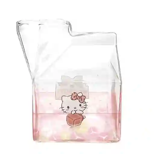 Vaso De Vidrio Forma Cartón De Leche Kawaii Hello Kitty