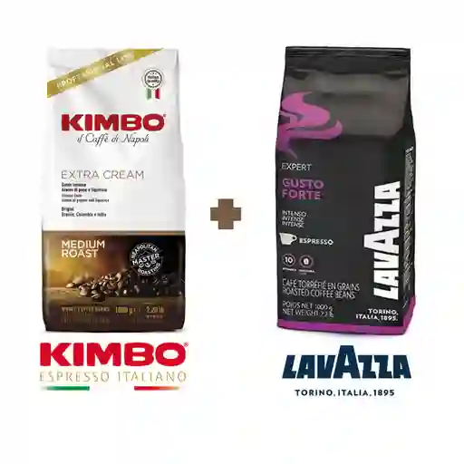 Pack Café En Granos Lavazza Gusto Forte Y Kimbo Extra Cream