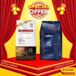 Pack Café En Granos Lavazza Crema Y Aroma Y Kimbo Extra Cream