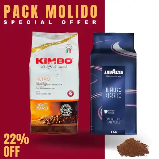 Pack 2 Kg Kimbo Y Lavazza Molidos