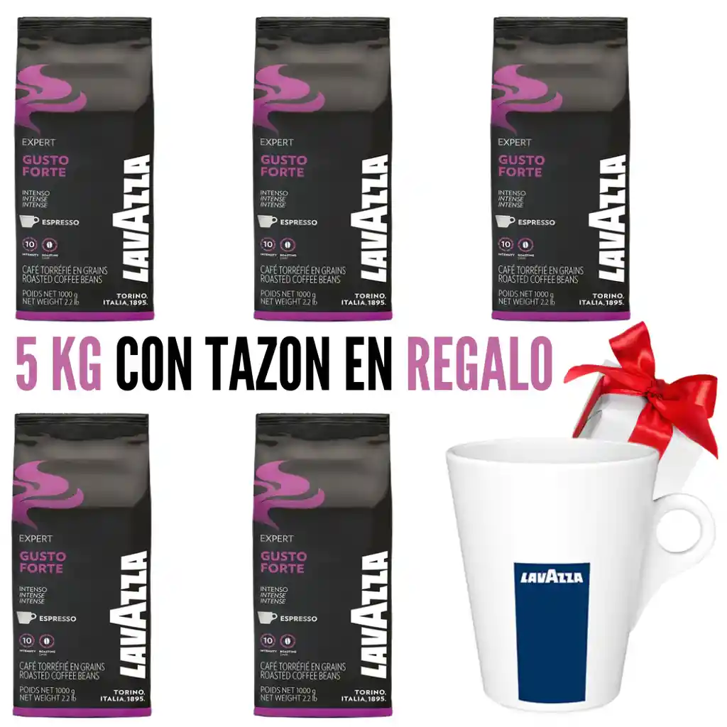 5 Kg Café En Granos Lavazza Forte Con Tazon En Regalo