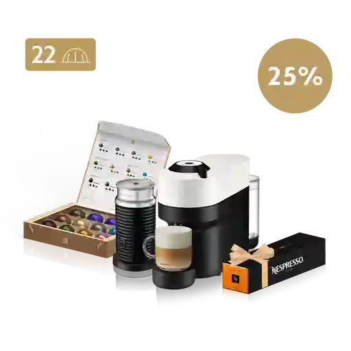 Summer Vertuo Pop Blanca Con Espumador 25% Off + 22 Cápsulas