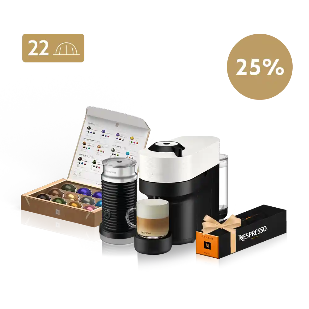 Summer Vertuo Pop Blanca Con Espumador 25% Off + 22 Cápsulas