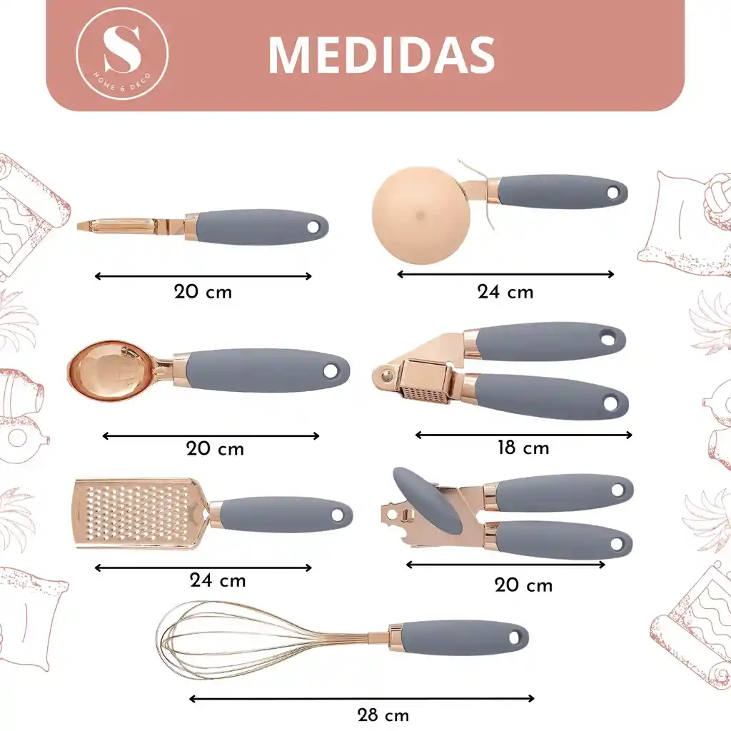 Set De 7 Utensilios Gris