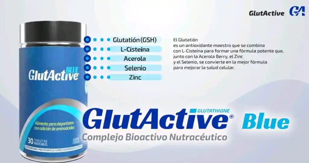 Glutactive Blue Glutation Suplemento Para Deportistas 30 Tabletas