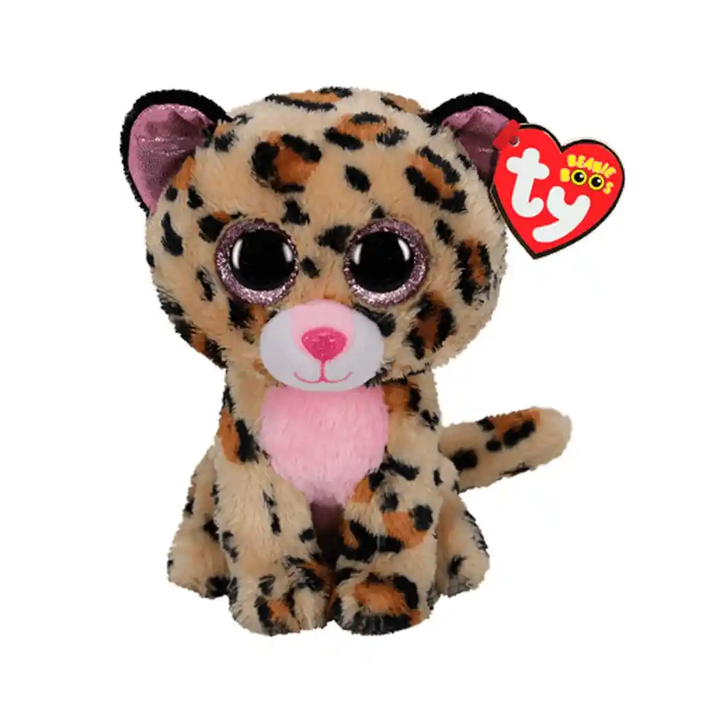 Ty Beanie Boos Livvie Leopardo Café/rosado Mediano