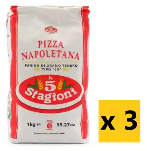 Pack X 3 Harina De Fuerza Pizza Le 5 Stagioni - Harina 00 1kg C/u