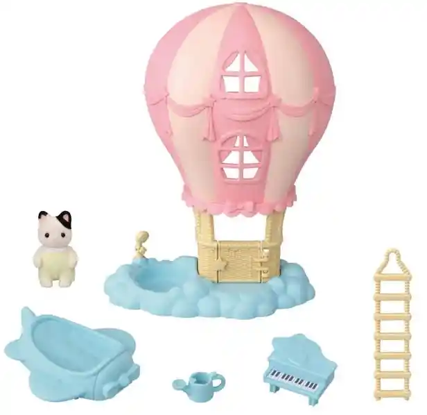 Epoch Sylvanian Families Baby Balloon Playhouse Incluye Figura Tuxeda Cat Baby