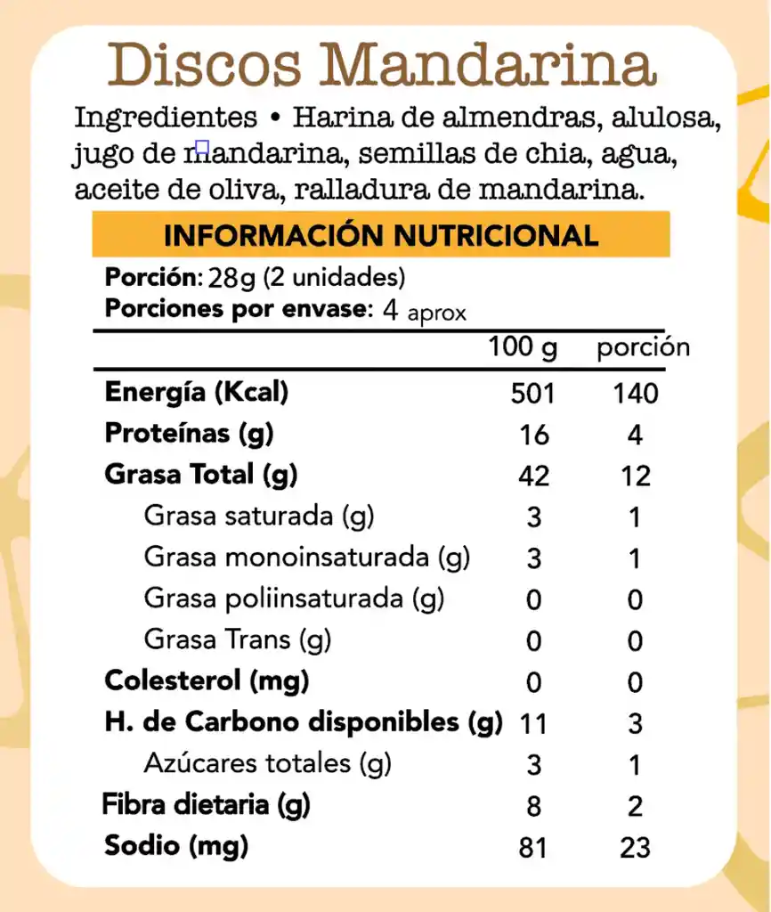 Discos Mandarina Keto De Almendra (sin Gluten, Vegano) 20g Fain