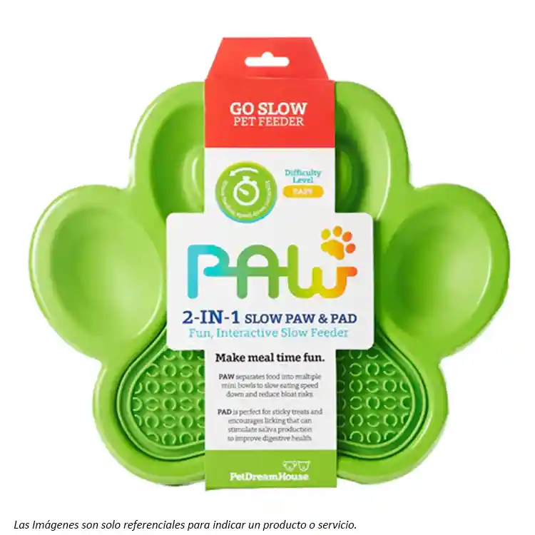 Paw Plato Lento 2 En 1 Medium Verde - Licking Mat