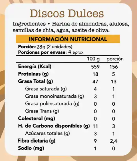 Discos Dulces Keto De Almendra (sin Gluten, Vegano) 120g