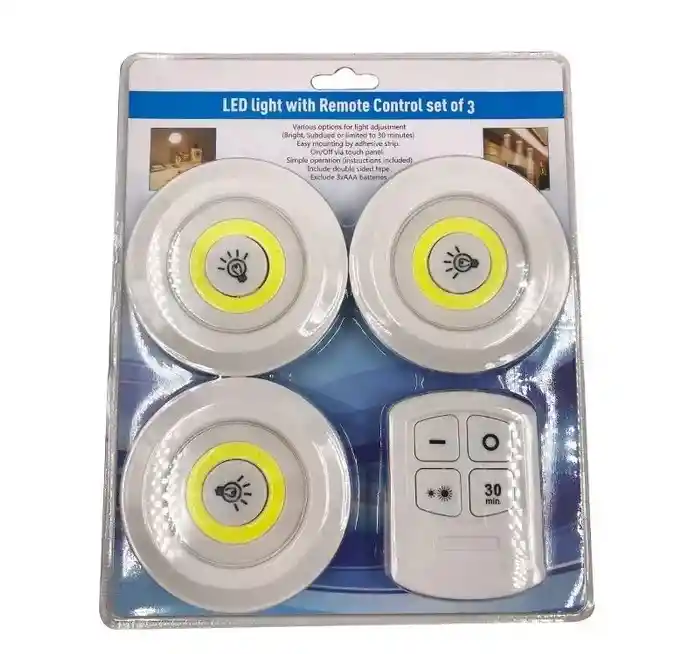 Pack 3 Luces Inalámbricas Led De Emergencia Control Remoto