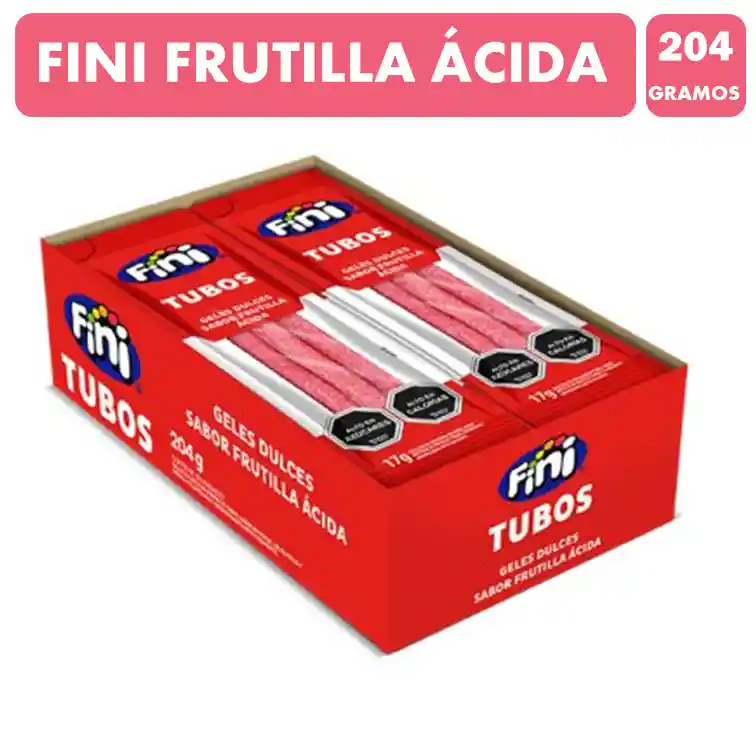 Gomitas Fini Tubos Frutilla Ácida 204g (display 12 Unidades)