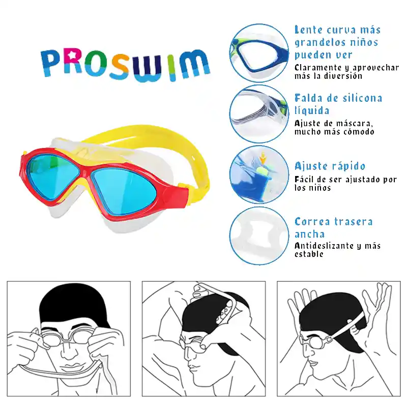 Lentes De Piscina Natacion Gafas De Agua Niños + Estuche