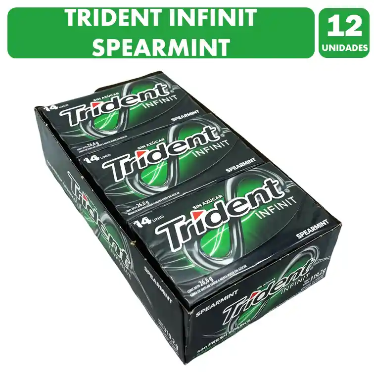 Trident Verde Sin Azúcar Infinit Spearmint (caja Con 12 Un)