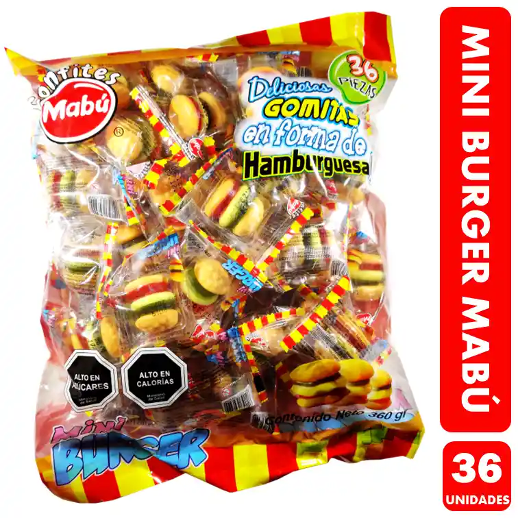 Bolsa De Gomitas Mabú Mini Burger (bolsa Con 36 Unidades)