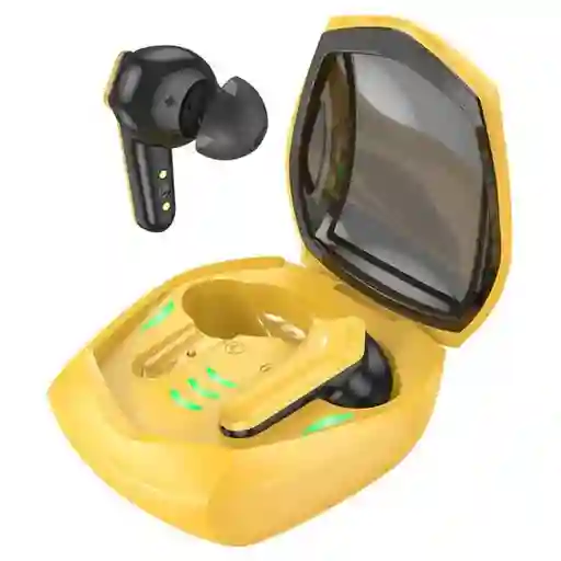 Audífono Inalámbrico Gamer Bluetooth 5.3 Estereo Tws Cool Led Yellow