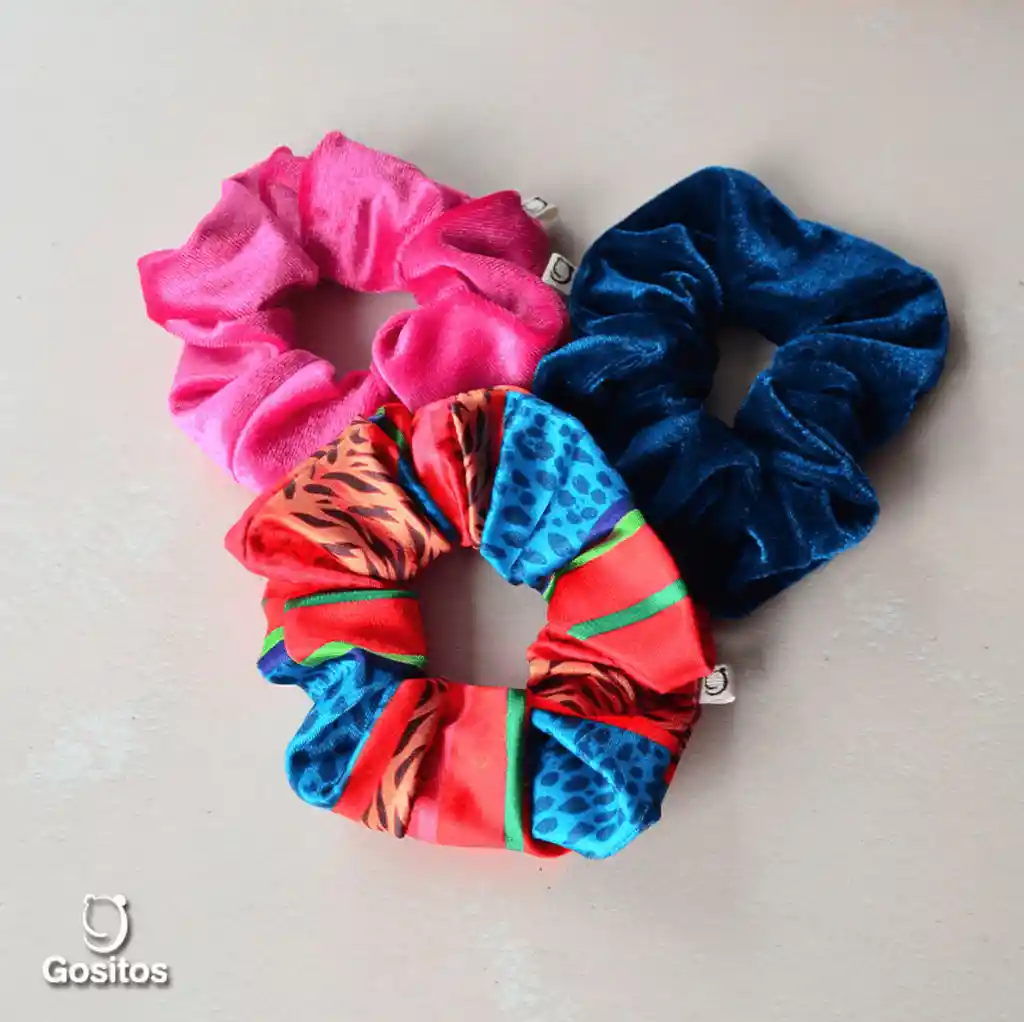 Tripack Scrunchies Fucsia Print