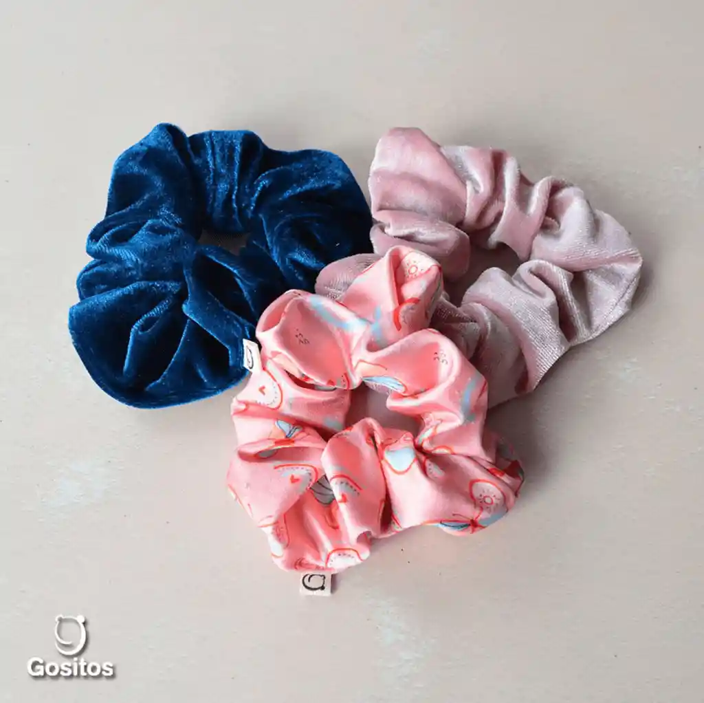 Tripack Scrunchies Mariposas Damasco