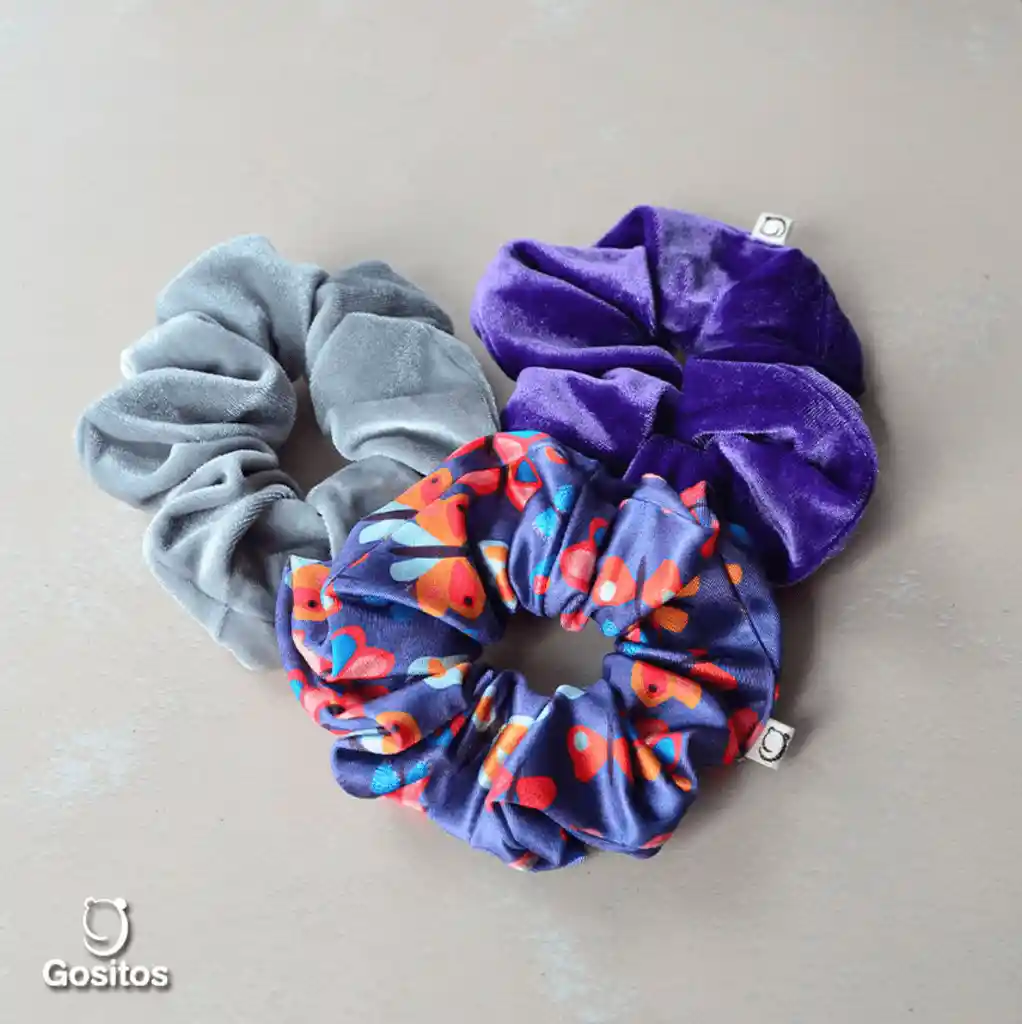 Tripack Scrunchies Mariposas Azules