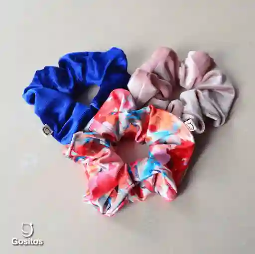 Tripack Scrunchies Rosa Azul