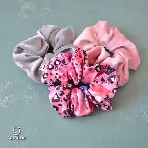 Tripack Scrunchies Animal Print Rosado