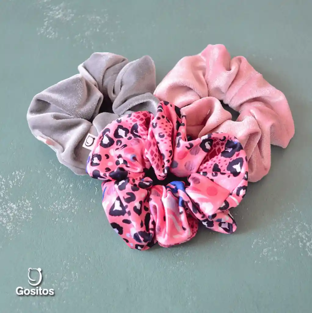 Tripack Scrunchies Animal Print Rosado