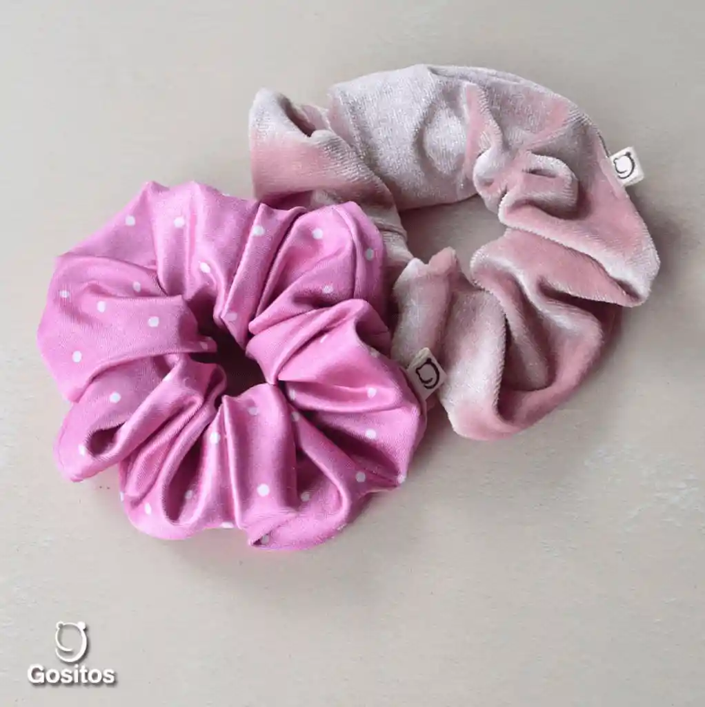 Duo Pack Scrunchies Puntitos Palo Rosa