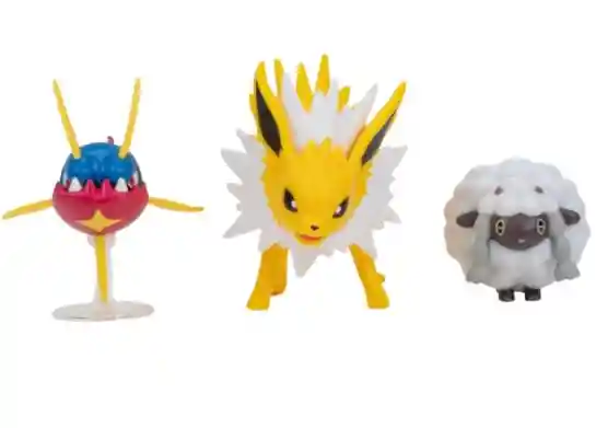 Jazwares Pokemon Battle Set Figuras 3ú. 5 A 8cm Carvanha+ Jolteon+ Wooloo