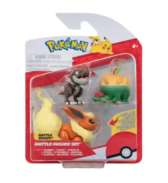 Jazwares Pokemon Battle Set Figuras 3ú. 5 A 8cm Flareon +tyrunt + Appletun