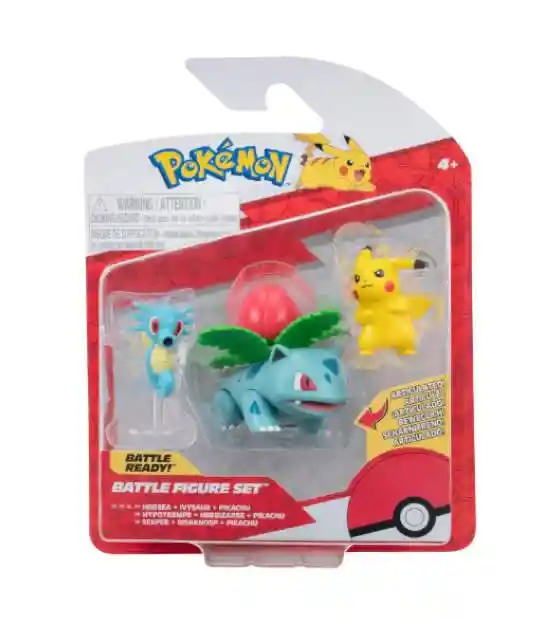 Jazwares Pokemon Battle Set Figuras 3ú. 5 A 8cm Horsea+ivysaur+pikachu