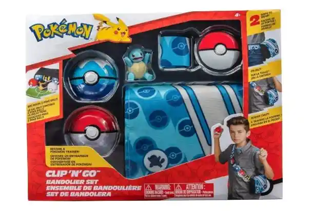 Jazwares Pokemon Set Bolso Entrenador Clip´n´go Con 2 Pokebolas-cinturón Y Figura Squirtle