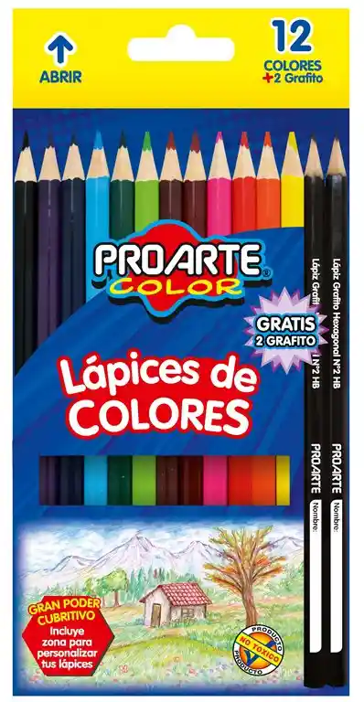 Lapices Colores 12+2 Grafito +sacapuntas Proarte