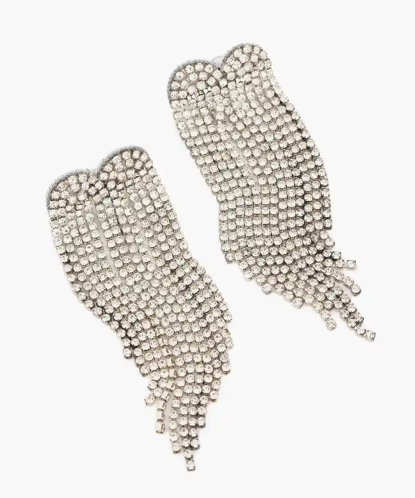 Aros Mujer Corazón Cascada Plateado