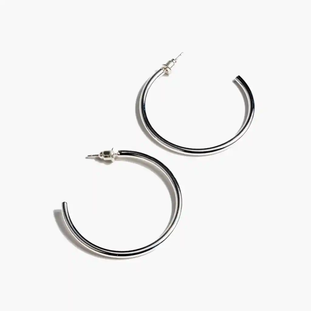 Aros Mujer Acero Inoxidable Argollas Básicas Plateado