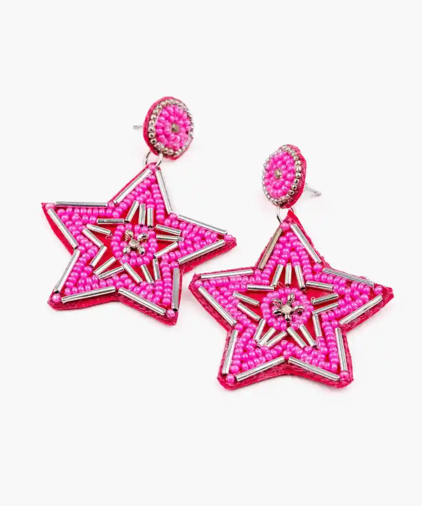 Aros Mujer Mostacillas Fucsia Fucsia