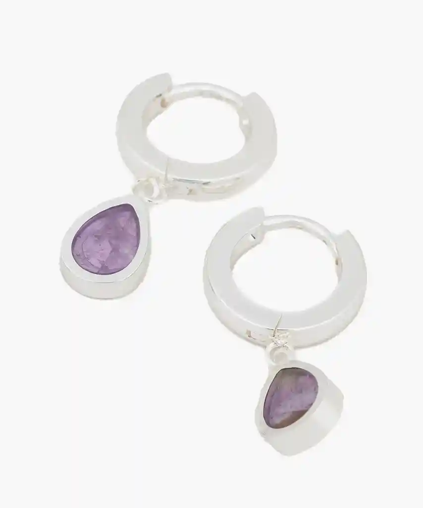 Aros Mujer Acero Inoxidable Colgante De Piedra Plateado