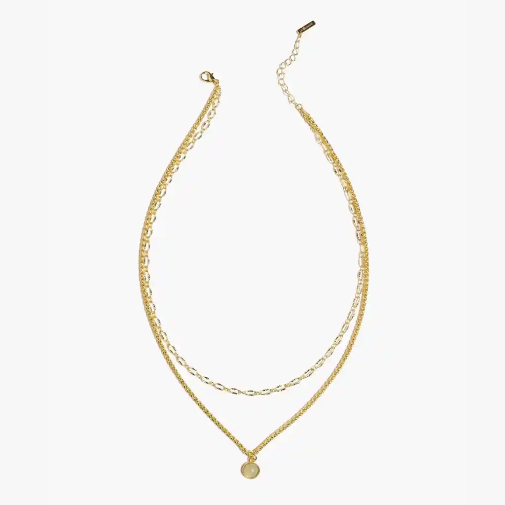 Collar Mujer Duo Piedra Dorado
