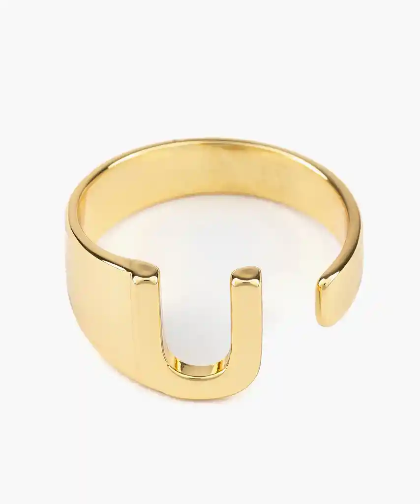 Anillo Mujer Ajustable Letra U Dorado